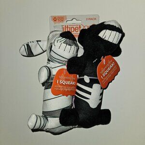 NEW 2 Multipet Squeaky Plush Dog Toy Lot Mummy Skeleton Halloween Small 6" Loofa